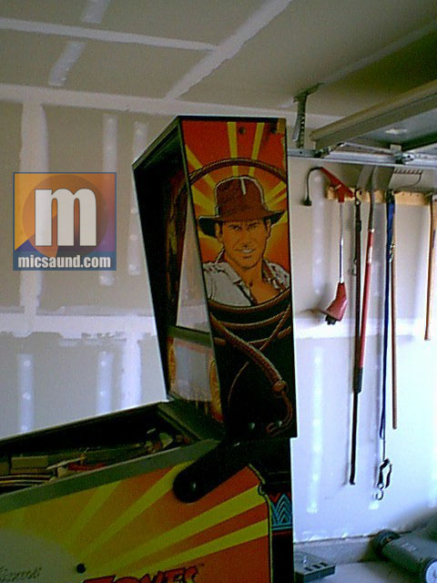 Indiana Jones beta pinball machine side view of backbox