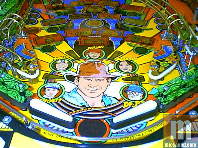 Indiana Jones beta pinball machine close-up of lower playfield